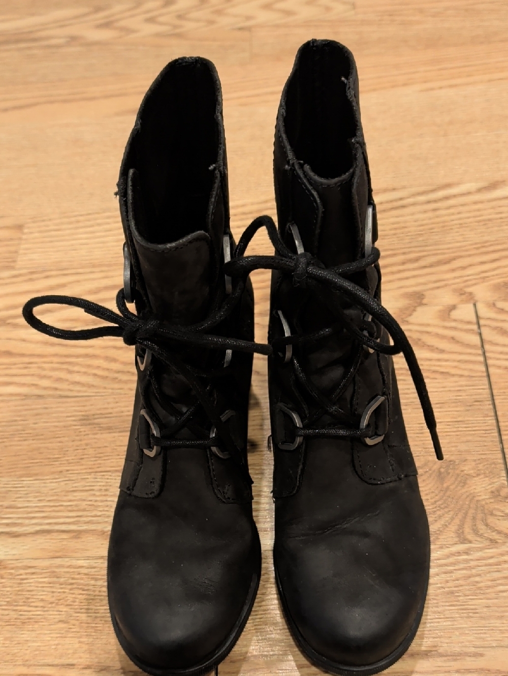 Black Women's Lace-Up Combat Boots. Sorel Brand